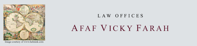 A picture of a map next to the text “Law Offices Afaf Vicky Farah
